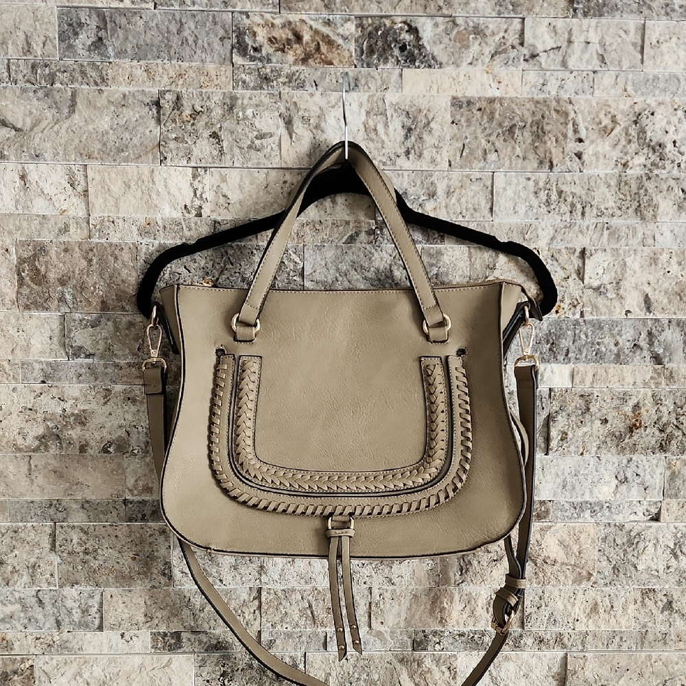 Sole Society Bag Blush Nude Faux Leather Cheetah Inside Elegant Tan Handbag